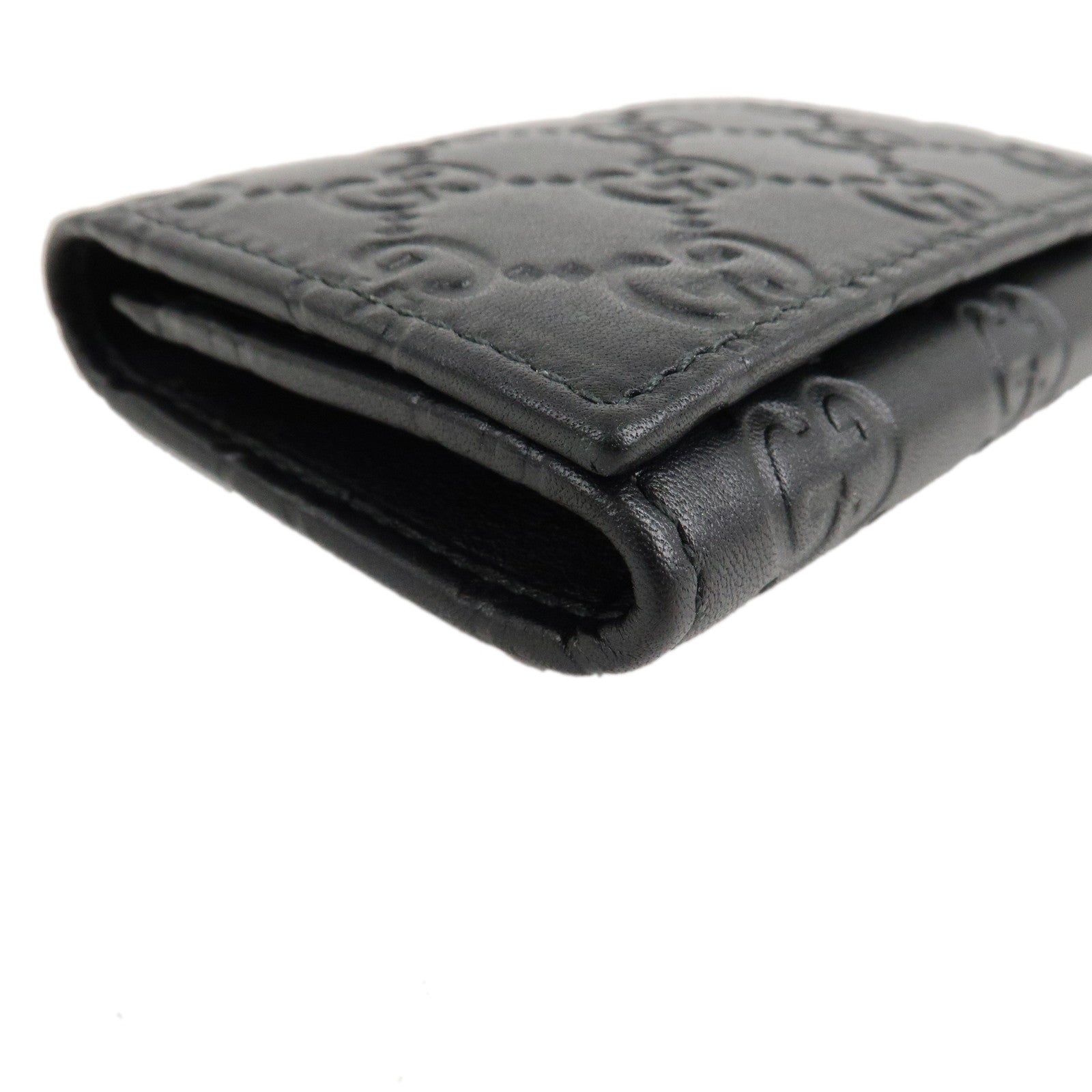 GUCCI Guccissima Leather Card Case Black 120965