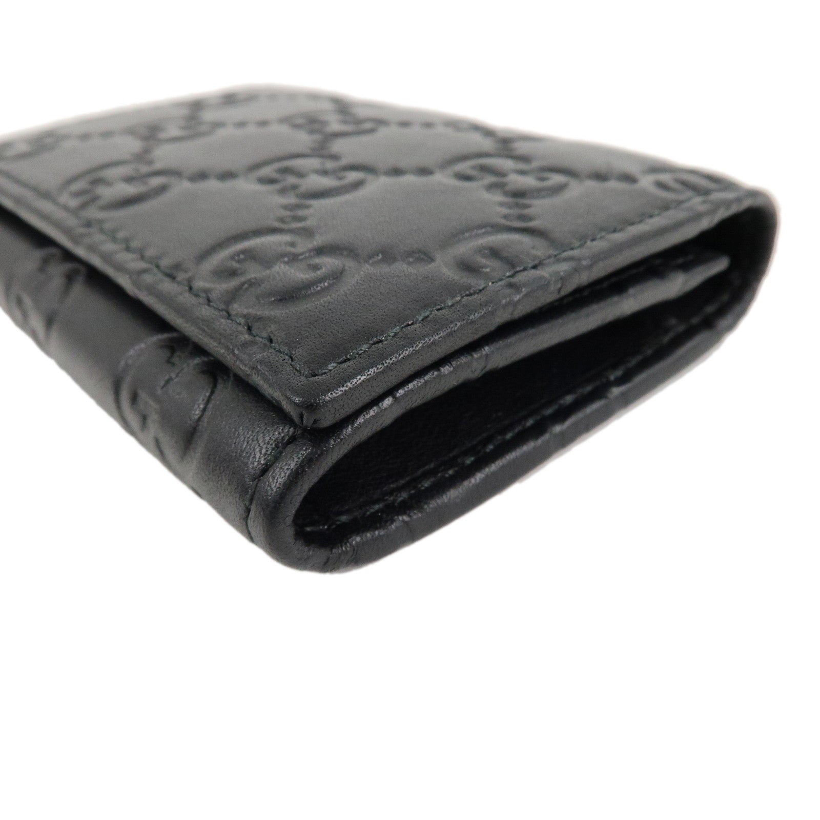 GUCCI Guccissima Leather Card Case Black 120965