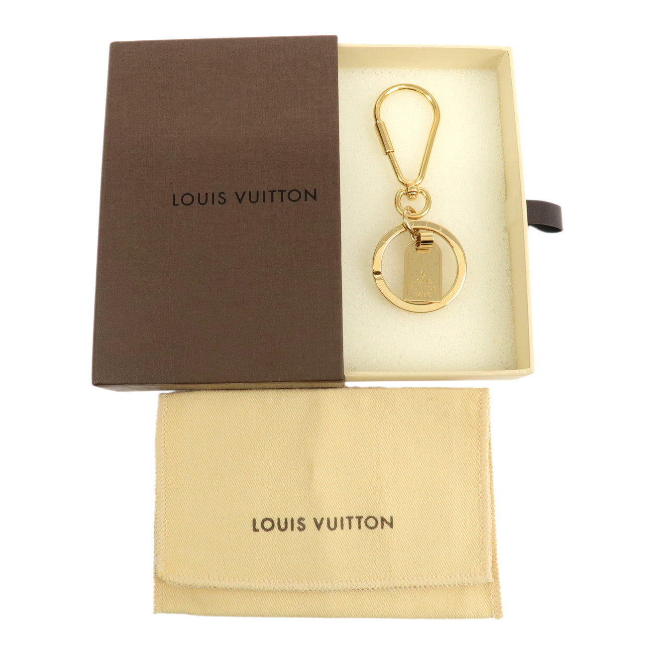 Louis Vuitton Porte Cles Mini Travel Charm Key Chain Gold M65996