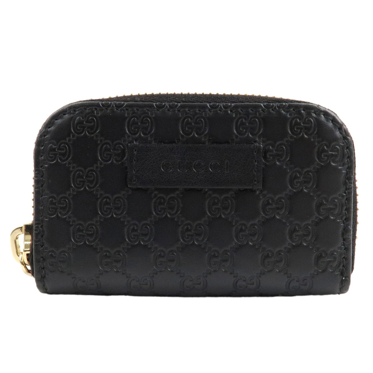 GUCCI-Micro-Guccisima-Round-Zipper-Coin-Case-Black-449896