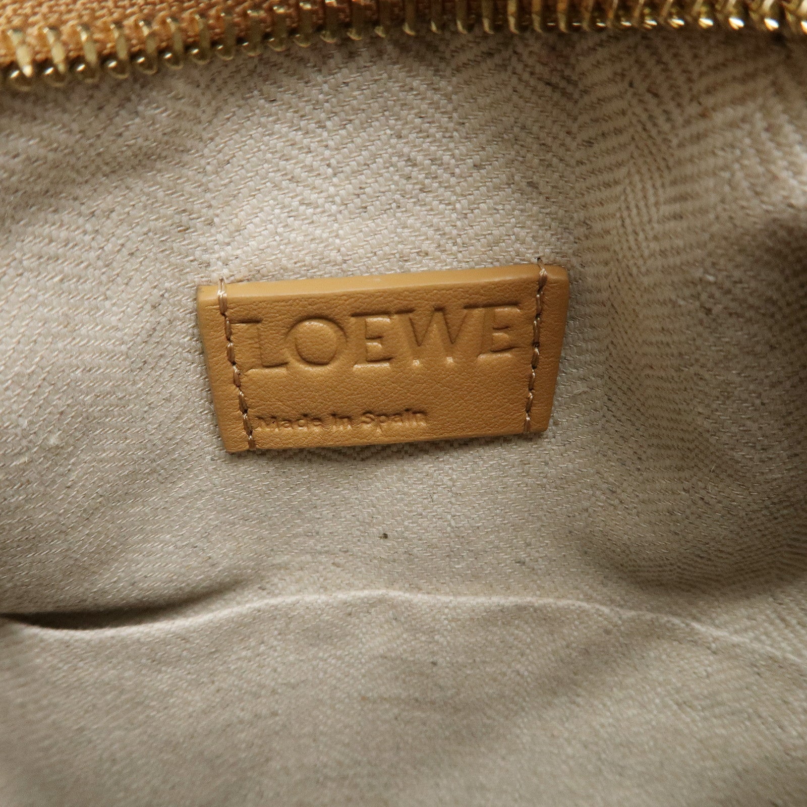 LOEWE Leather Puzzle Bag Small Hand Bag Black Beige Used