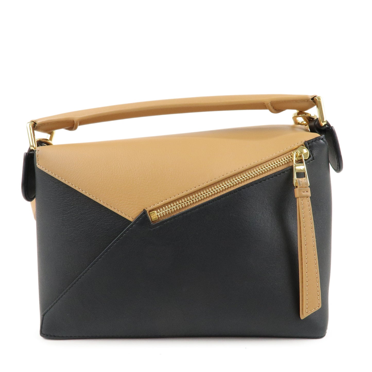 LOEWE Leather Puzzle Bag Small Hand Bag Black Beige