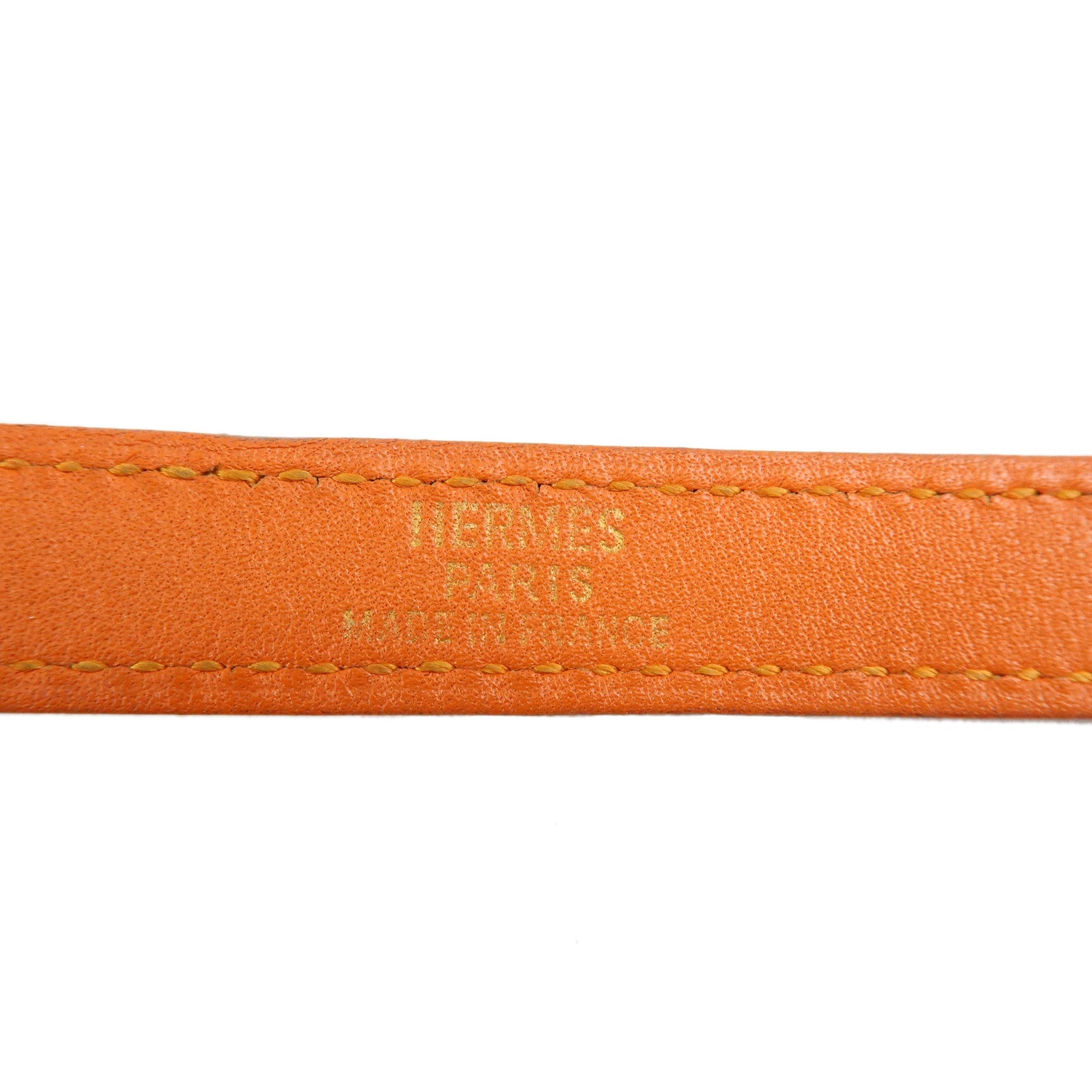 HERMES Leather Metal Kelly Bracelet Double Tour G Stamp Orange