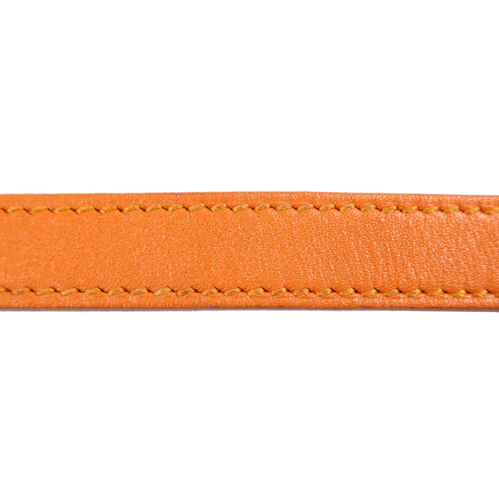 HERMES Leather Metal Kelly Bracelet Double Tour G Stamp Orange