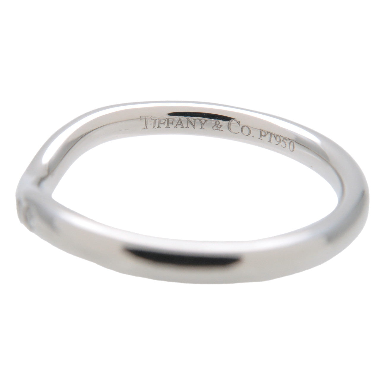 Tiffany&Co. Curved Band 9P Diamond Ring PT950 Platinum US4 EU47 Used