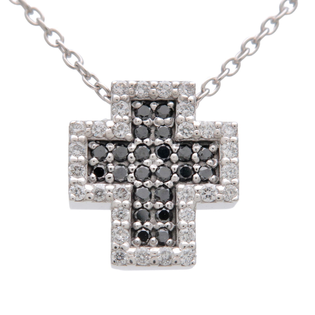 Ponte-Vecchio-Cross-Diamond-Necklace-Black-Diamond-K18WG-750WG