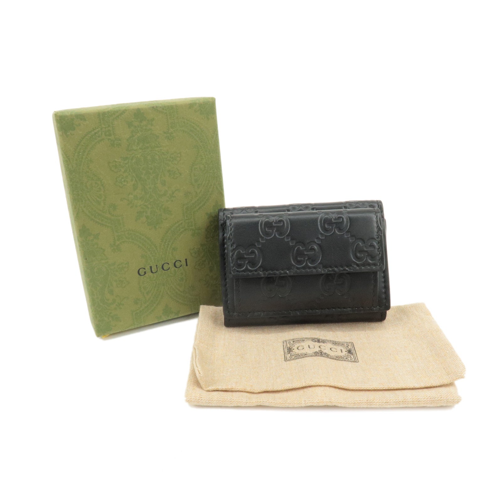 GUCCI Guccissima Leather Compact Wallet Black 547070 Black