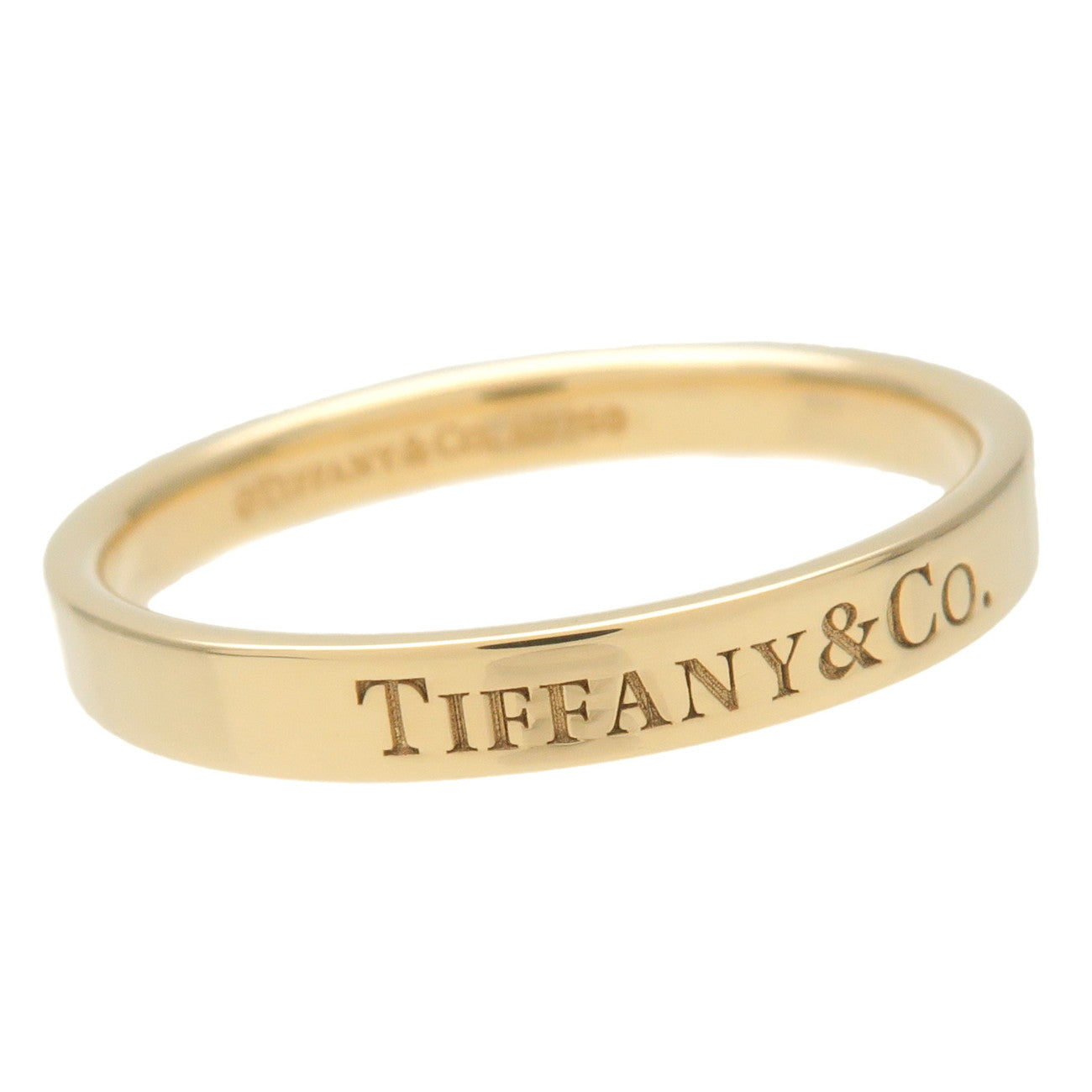 Tiffany&Co. Tiffany Flat Band Ring K18 750YG  #58.5 US8.5-9