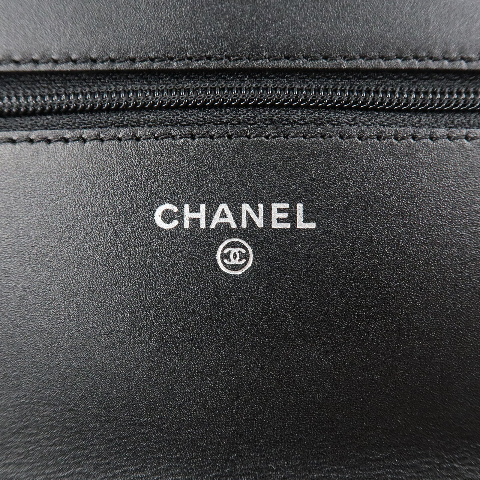 CHANEL Cambon Line Lamb Skin Chain Wallet WOC Black A46646 Used