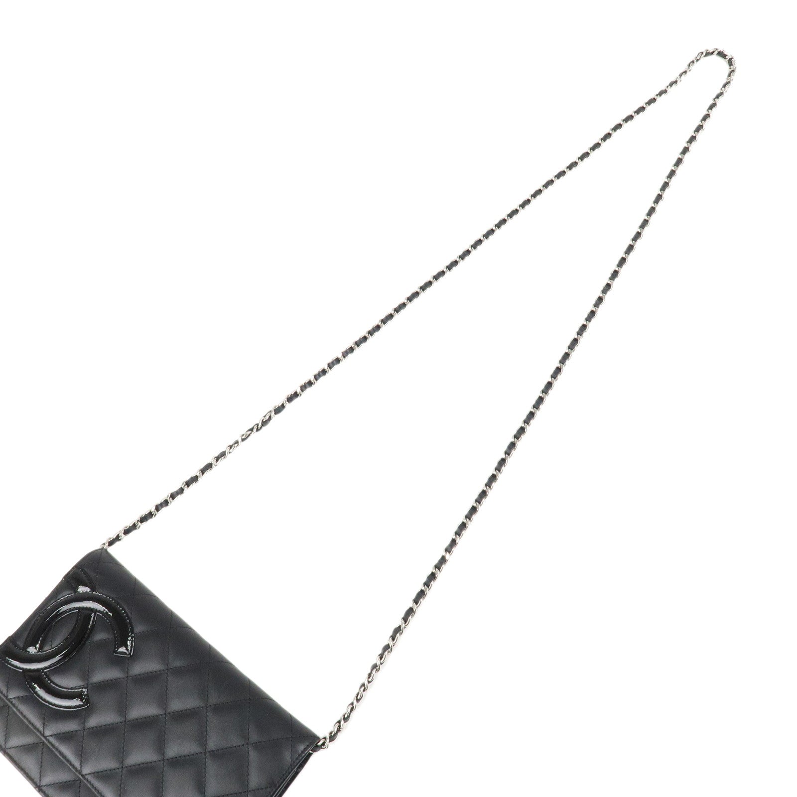 CHANEL Cambon Line Lamb Skin Chain Wallet WOC Black A46646