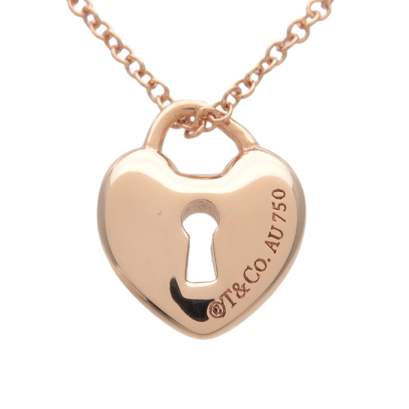 Tiffany&Co. Heart Lock Necklace K18PG 750PG Rose Gold