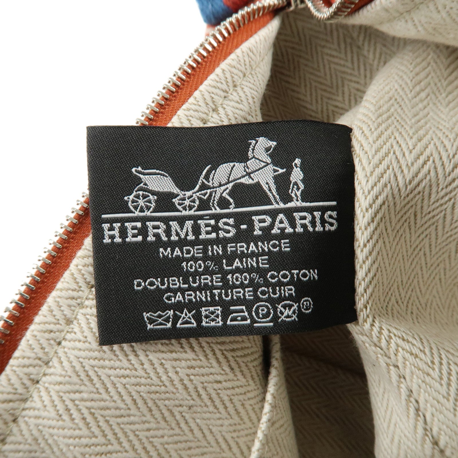 HERMES Canvas Bride a Brac PM Hand Bag Brown White Navy Used