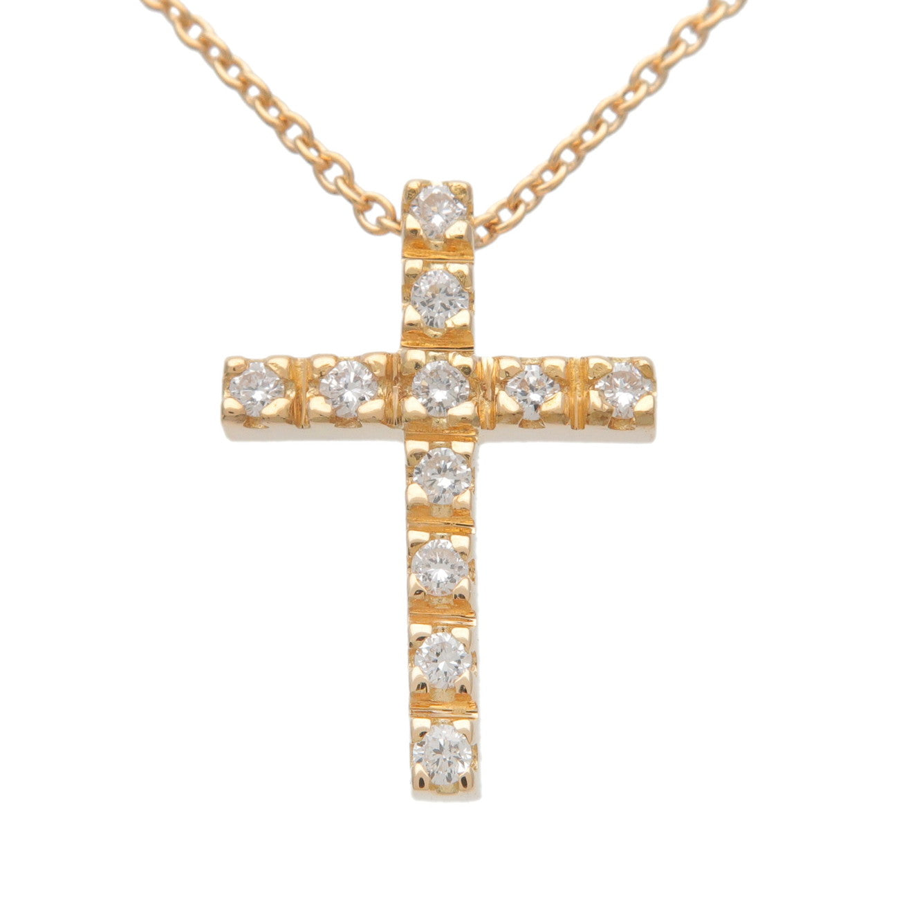 STAR-JEWELRY-Cross-Diamond-Necklace-0.11ct-K18YG-750YG-Yellow-Gold