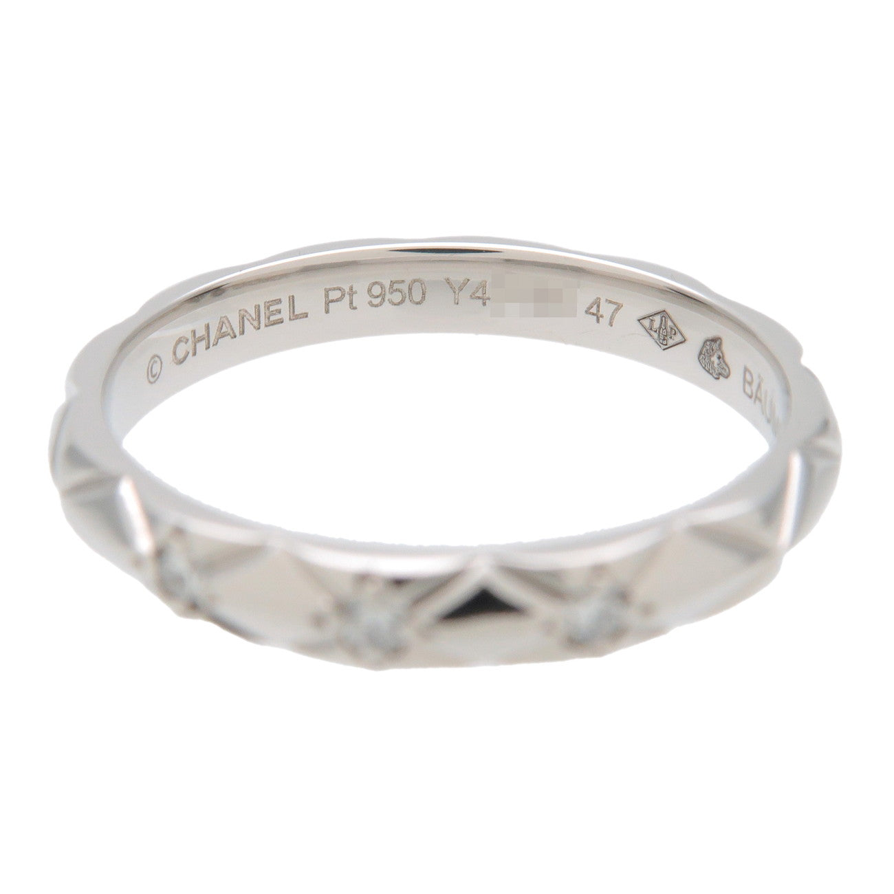 CHANEL Matelasse 3P Diamond Ring PT950 Platinum #47 US4 EU47 J2821 Used