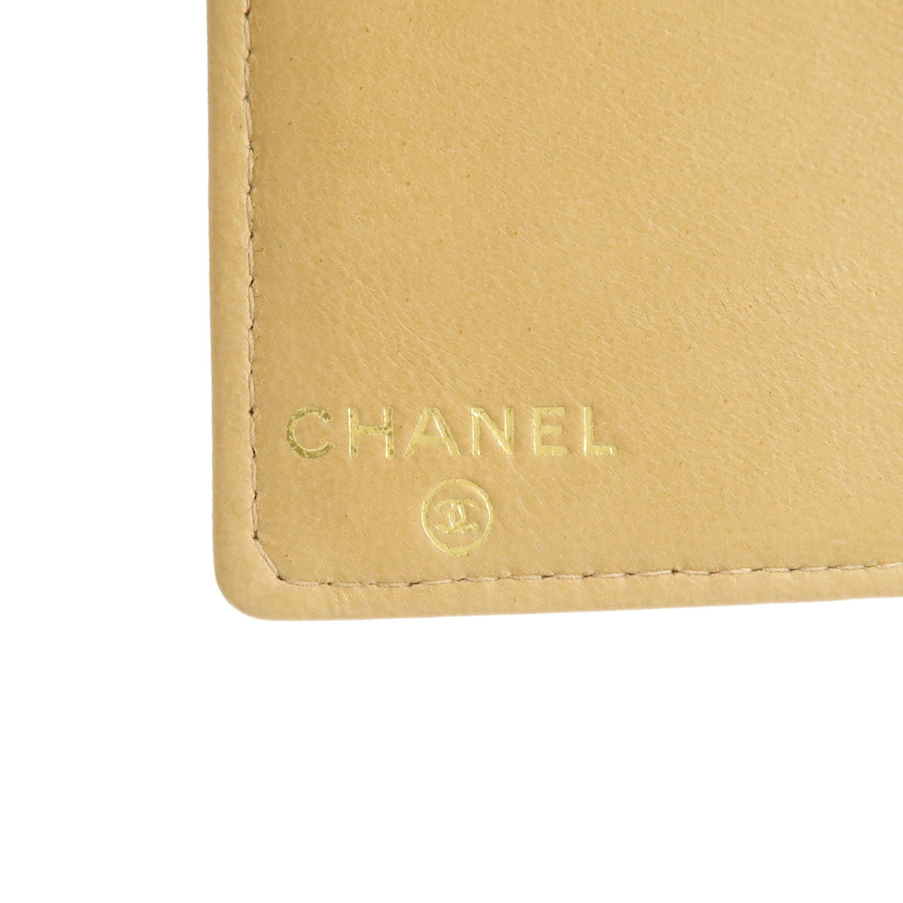 CHANEL Caviar Skin COCO Mark Bi-fold Small Wallet BeigeA13497