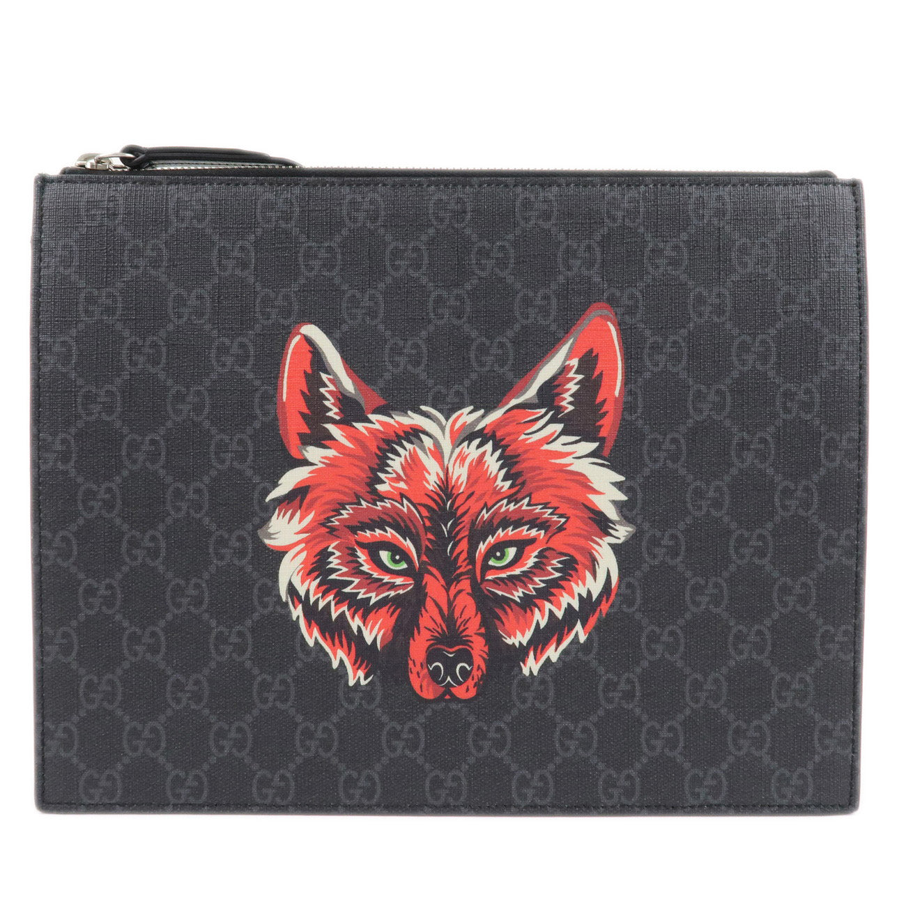 GUCCI-Gucci-GG-Supreme-Leather-Clutch-Bag-Wolf's-Head-Print-547084