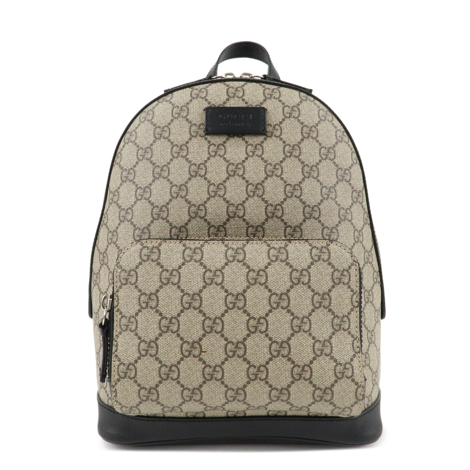 GUCCI-GG-Supreme-Leather-Backpack-Rucksack-Beige-Black-429020