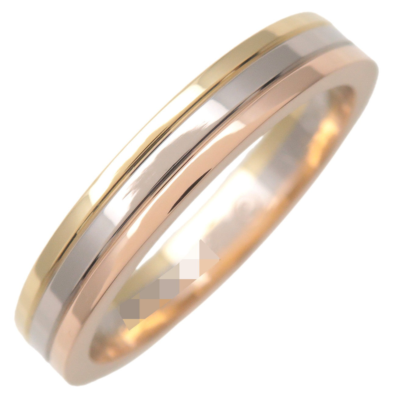 Cartier-Vendome-Three-Color-Ring-K18-750-YG/WG/PG-#52-US6-6.5