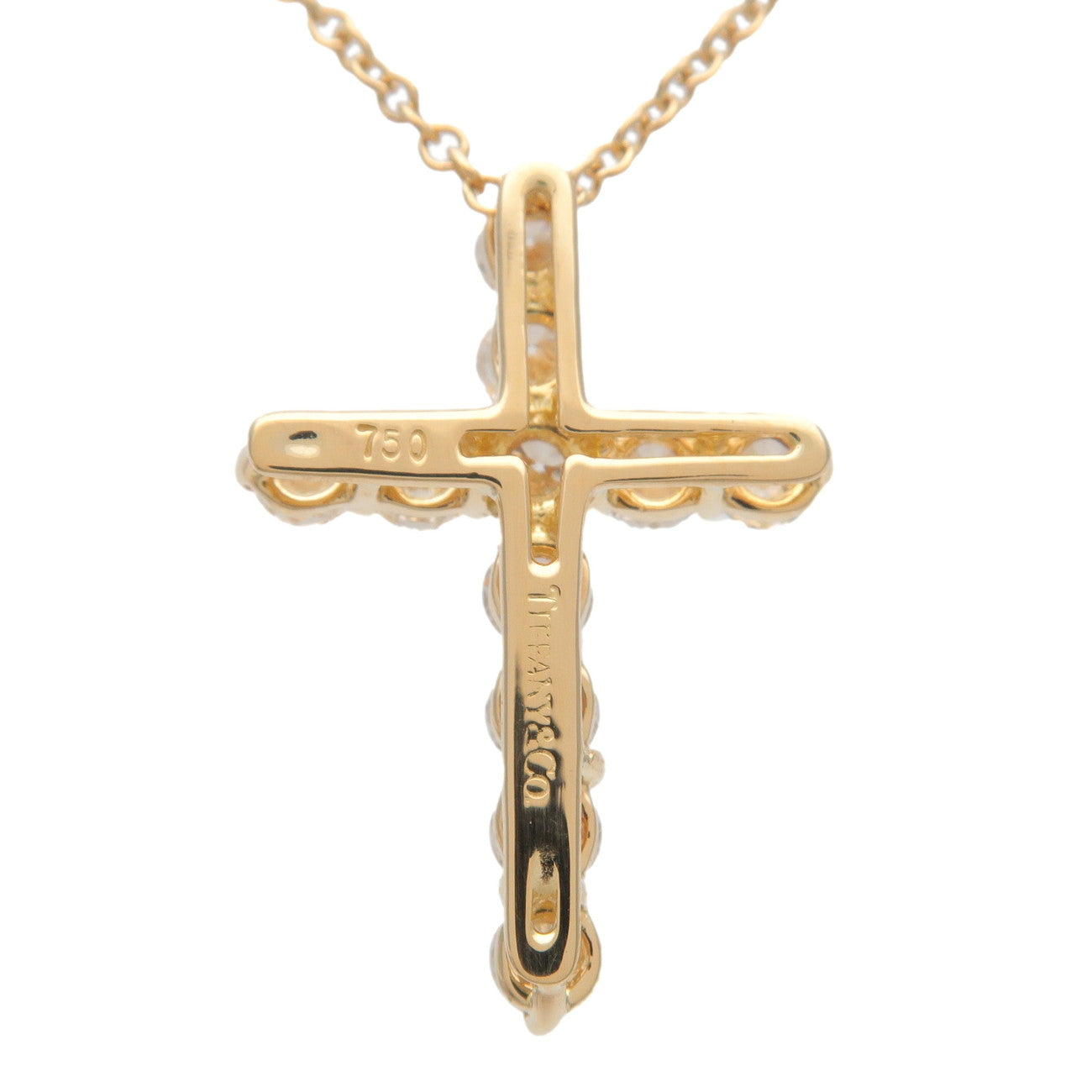 Tiffany&Co. Cross Diamond Necklace K18YG 750YG Yellow Gold Used