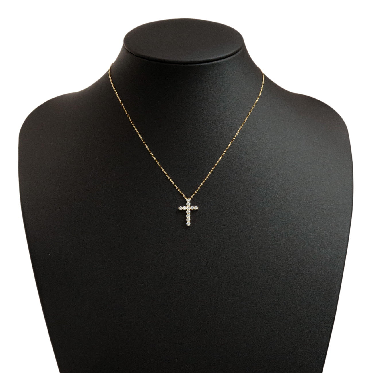 Tiffany&Co. Cross 1P Diamond Necklace K18YG 750YG Yellow Gold