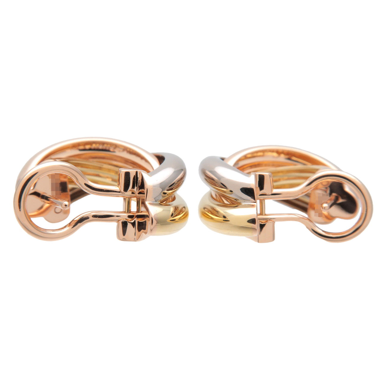 Cartier Trinity Earrings K18 750 Yellow Gold White Gold Rose Gold Used