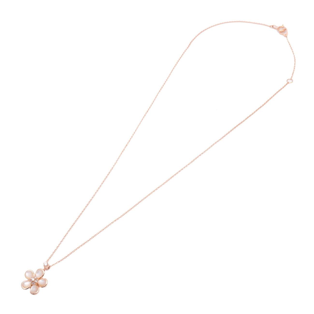 Ponte Vecchio Diamond Shell Necklace 0.07ct K18PG 750PG Rose Gold