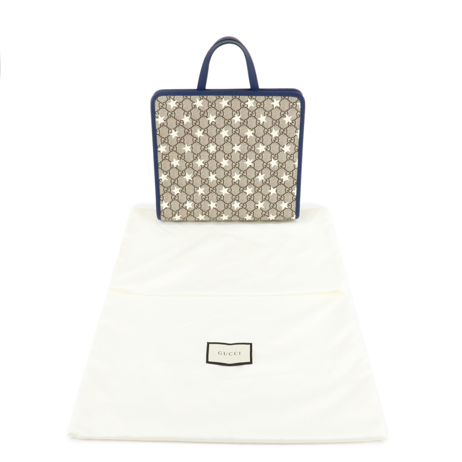 GUCCI Children's GG Supreme Leather Tote Bag Beige Blue 605614 Used