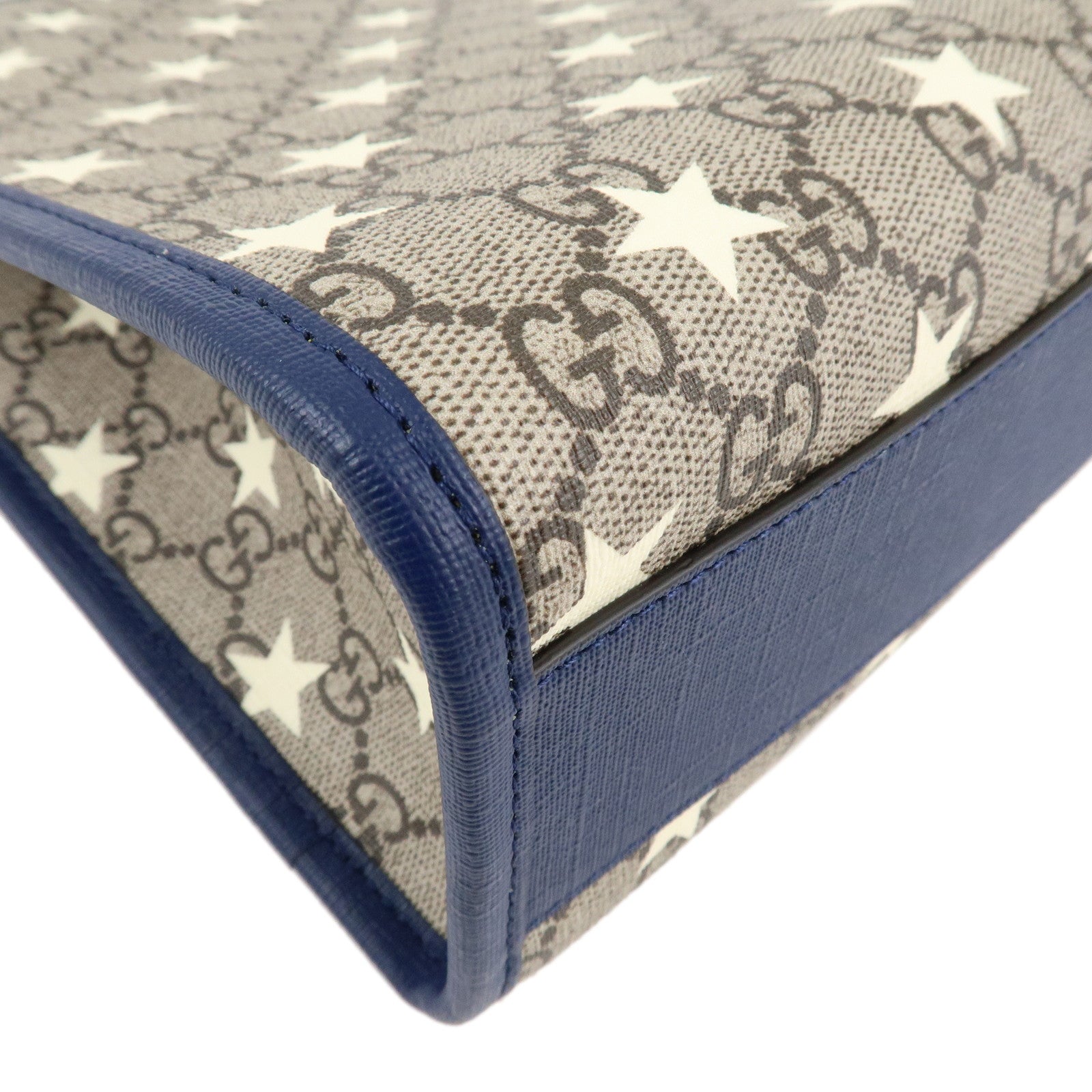 GUCCI Children's GG Supreme Leather Tote Bag Beige Blue 605614 Used