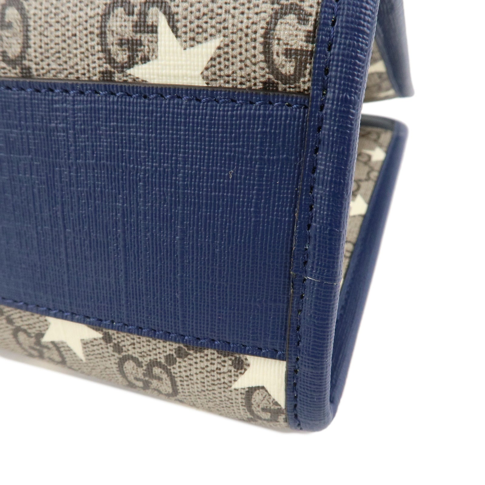 GUCCI Children's GG Supreme Leather Tote Bag Beige Blue 605614 Used