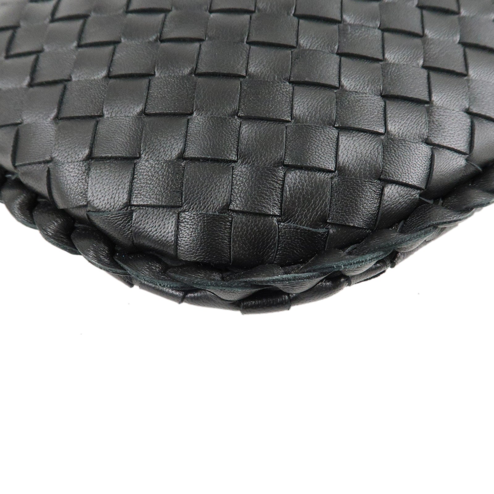 BOTTEGA VENETA HOBO Intrecciato Leather Shoulder Bag Black 115653 Used