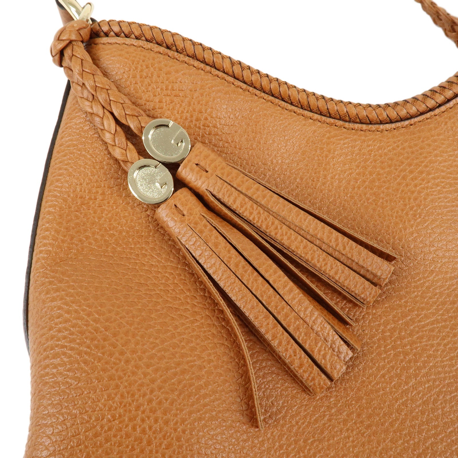 GUCCI Marrakish Leather Tassel Shoulder Bag Brown 336659