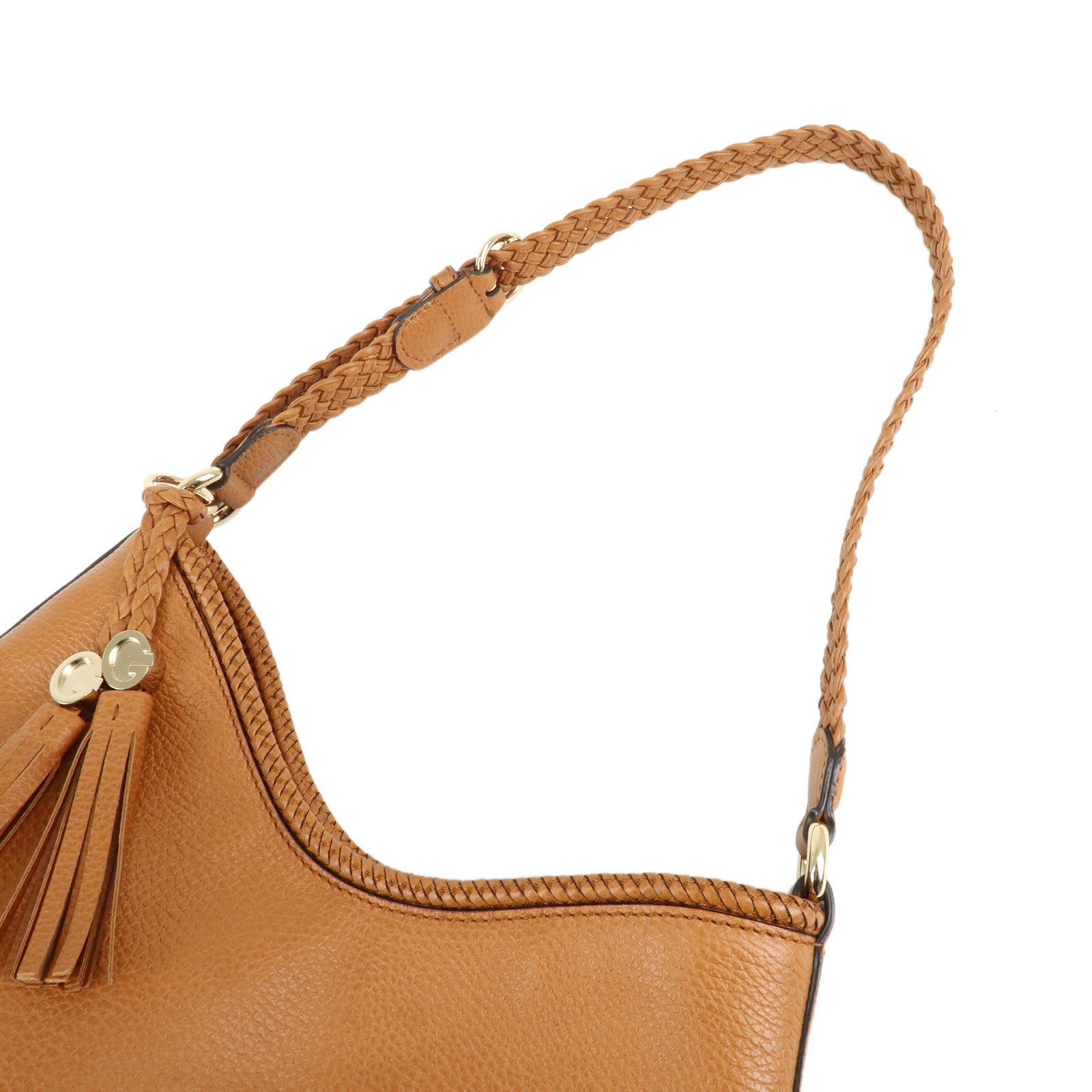 GUCCI Marrakish Leather Tassel Shoulder Bag Brown 336659