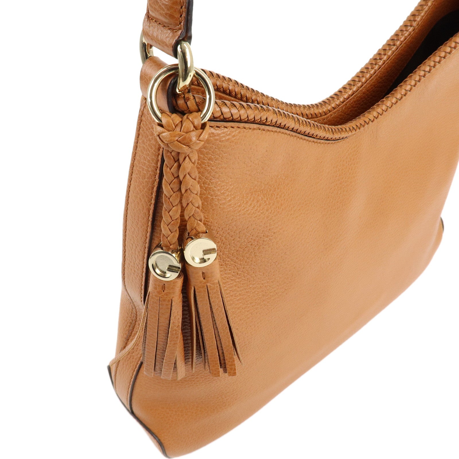 GUCCI Marrakish Leather Tassel Shoulder Bag Brown 336659