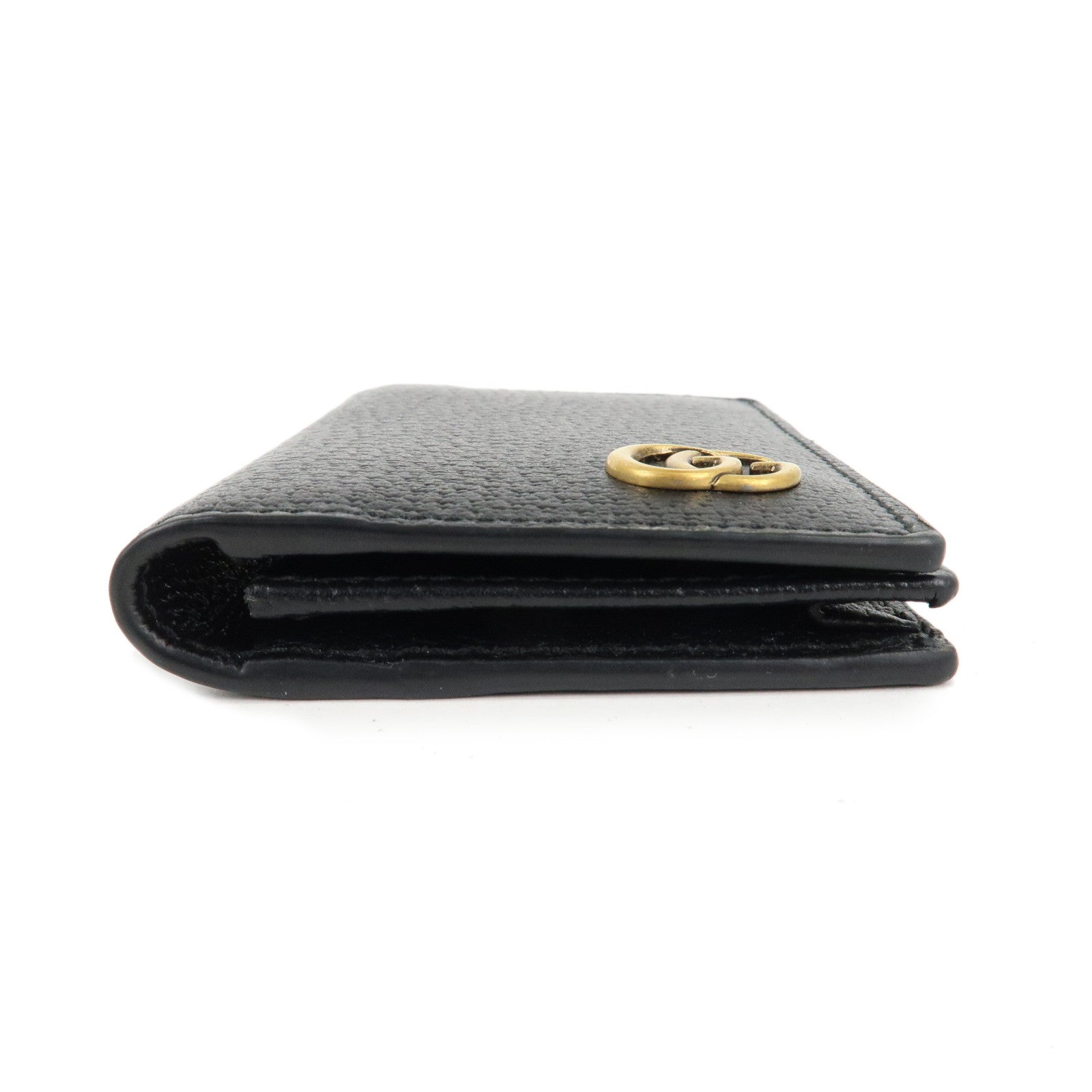 GUCCI GG Marmont Leather Bi-fold Card Case Black 428737