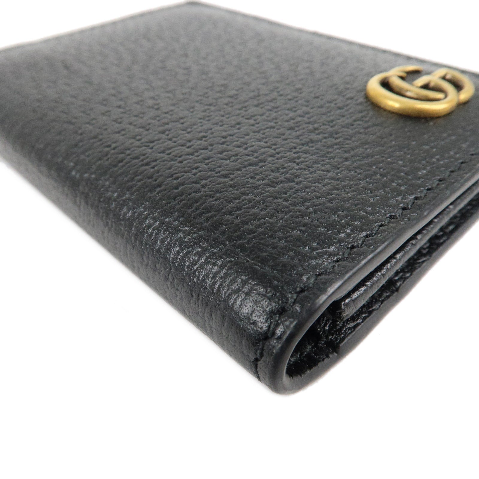 GUCCI GG Marmont Leather Bi-fold Card Case Black 428737