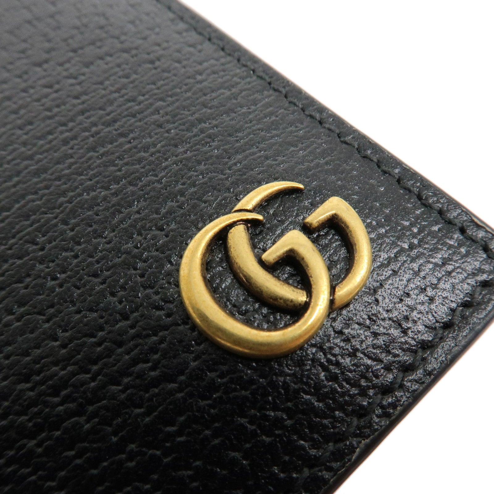 GUCCI GG Marmont Leather Bi-fold Card Case Black 428737