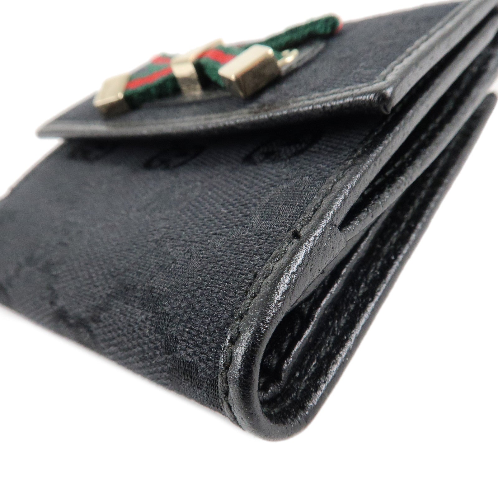 GUCCI Princy Sherry GG Canvas Leather Bifold Compact Wallet 167466 Used