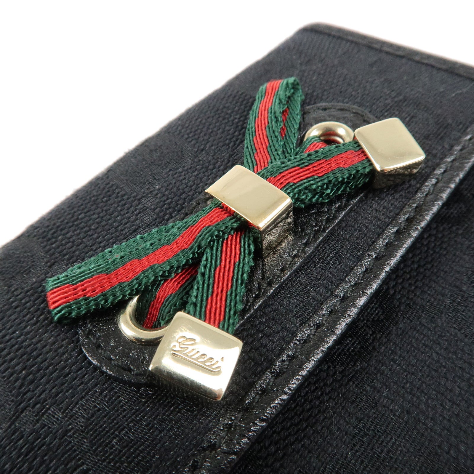 GUCCI Princy Sherry GG Canvas Leather Bifold Compact Wallet 167466 Used