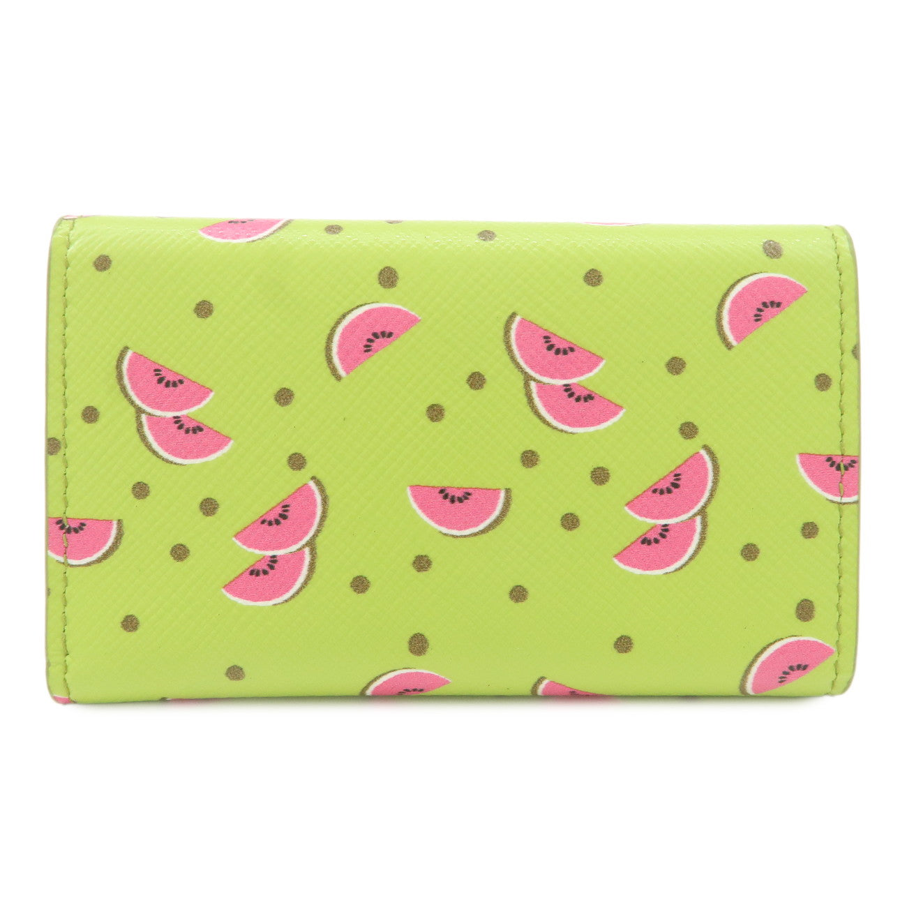 PRADA Leather 6 Key Case Key Holder Watermelon Print Green 1PG222