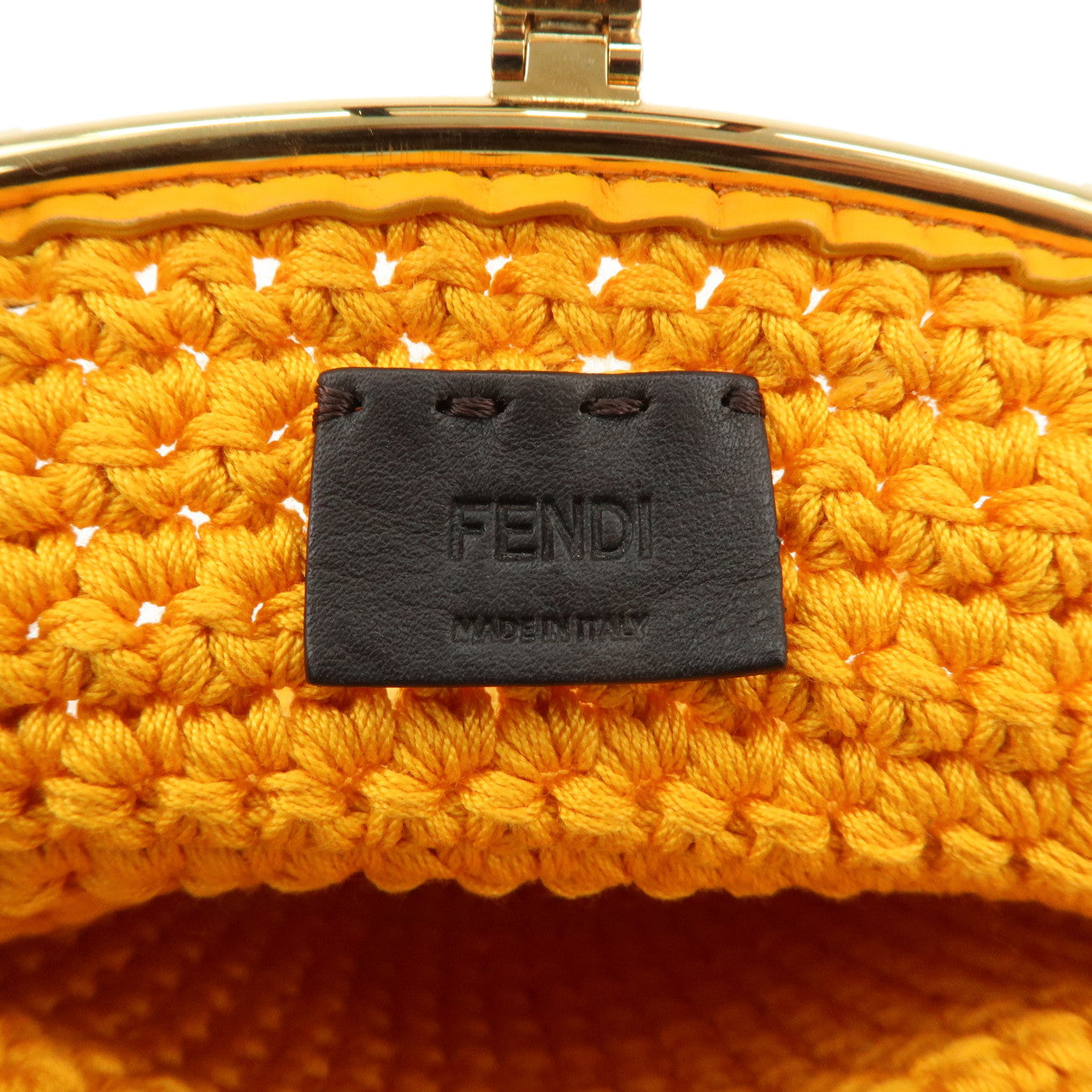 FENDI Cotton Baguette Cellphone Bag Shoulder Bag Orange 7AR966