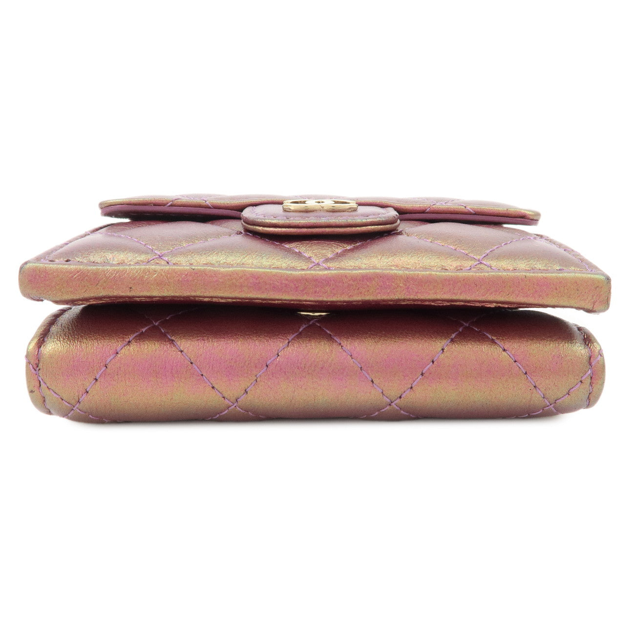 CHANEL Matelasse Lamb Skin Tri-Fold Wallet Gradation Purple A84401 Used