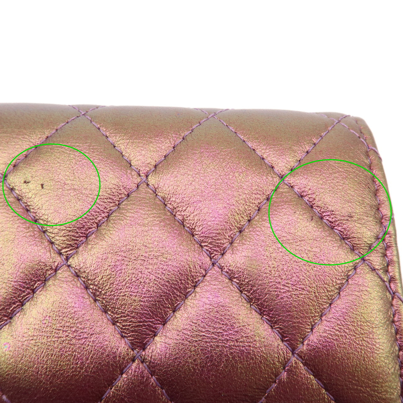 CHANEL Matelasse Lamb Skin Tri-Fold Wallet Gradation Purple A84401 Used