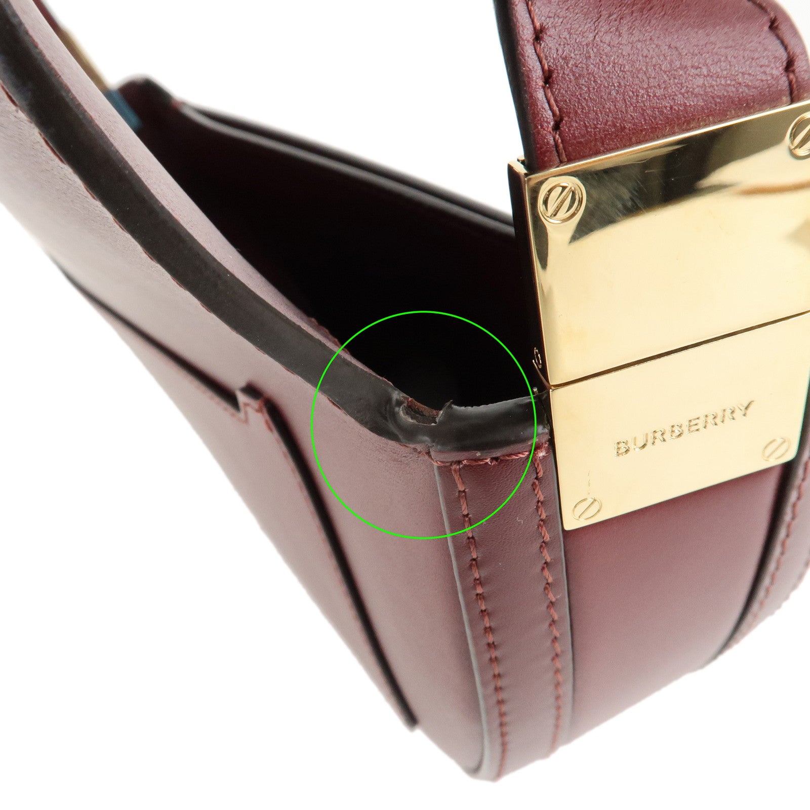 BURBERRY Leather Small Olympia Bag Shoudler Bag Burgundy -