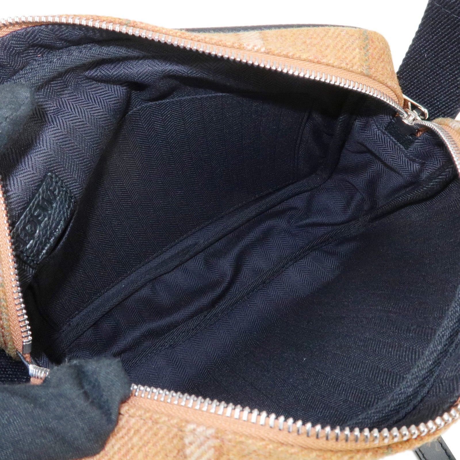 LOEWE Anagram Wool Leather Military Messenger Bag XS Orange Khaki Used