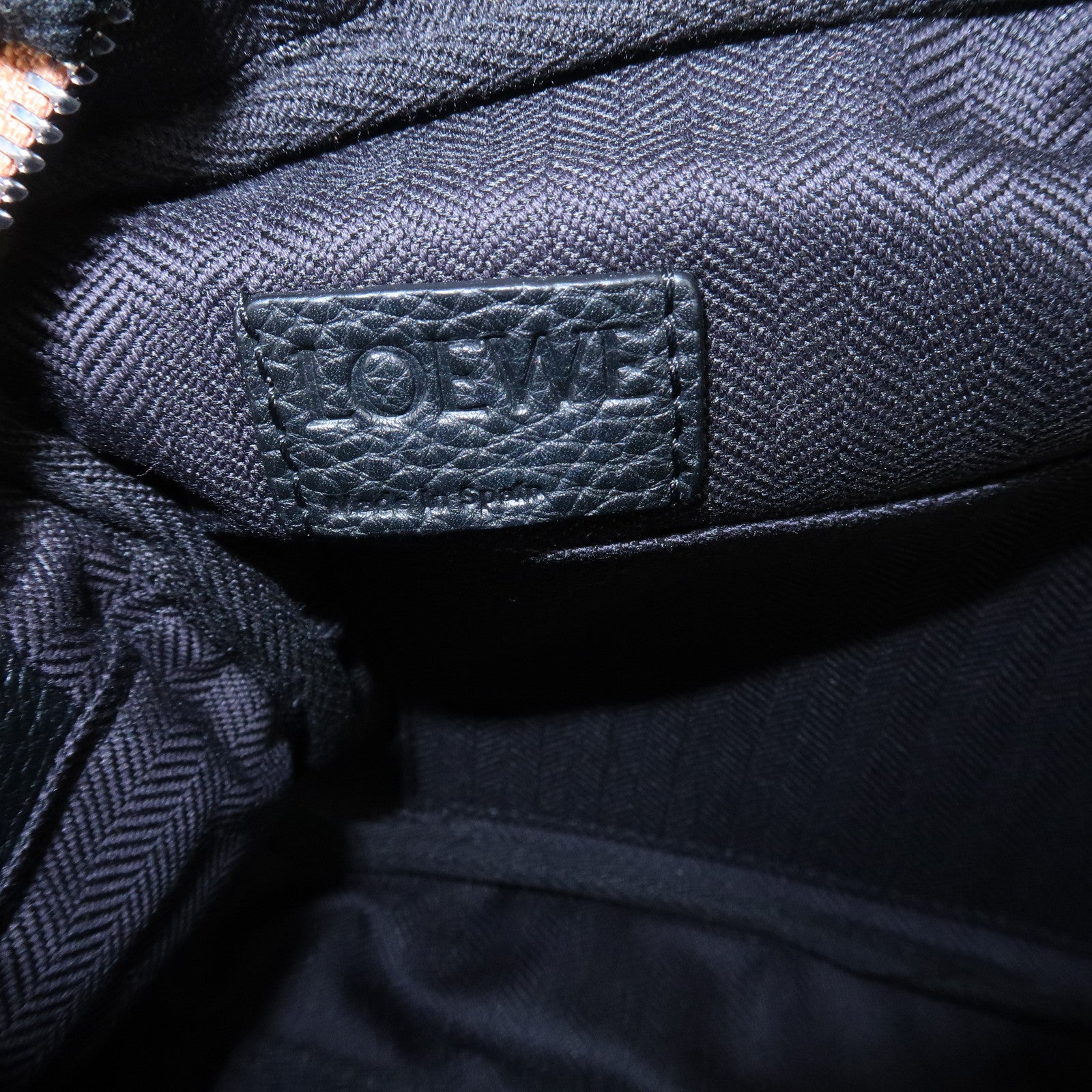 LOEWE Anagram Wool Leather Military Messenger Bag XS Orange Khaki Used