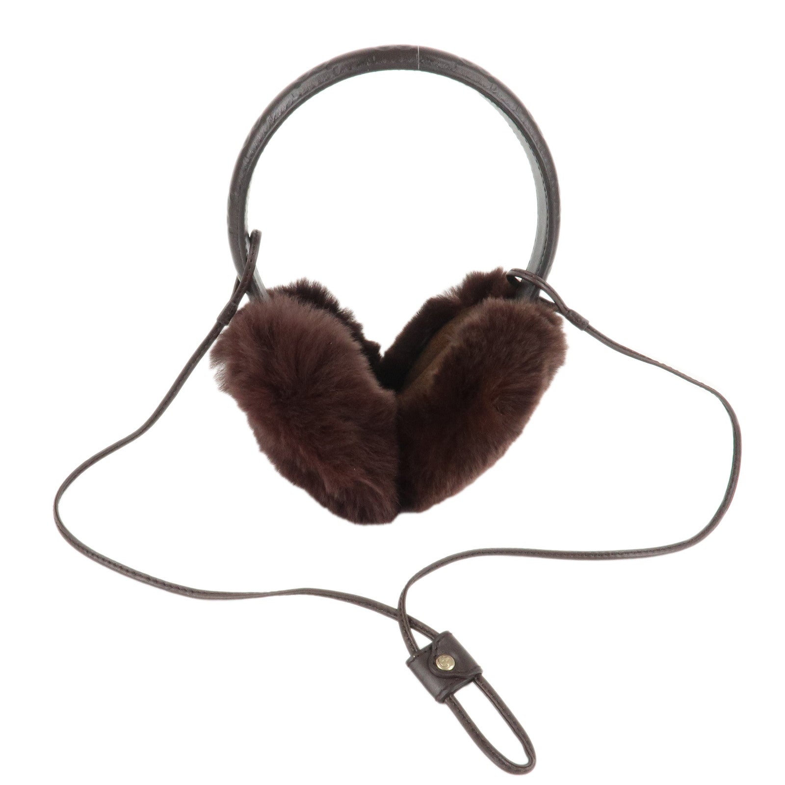 GUCCI Leather Earmuffs Dark Brown 245929 Used