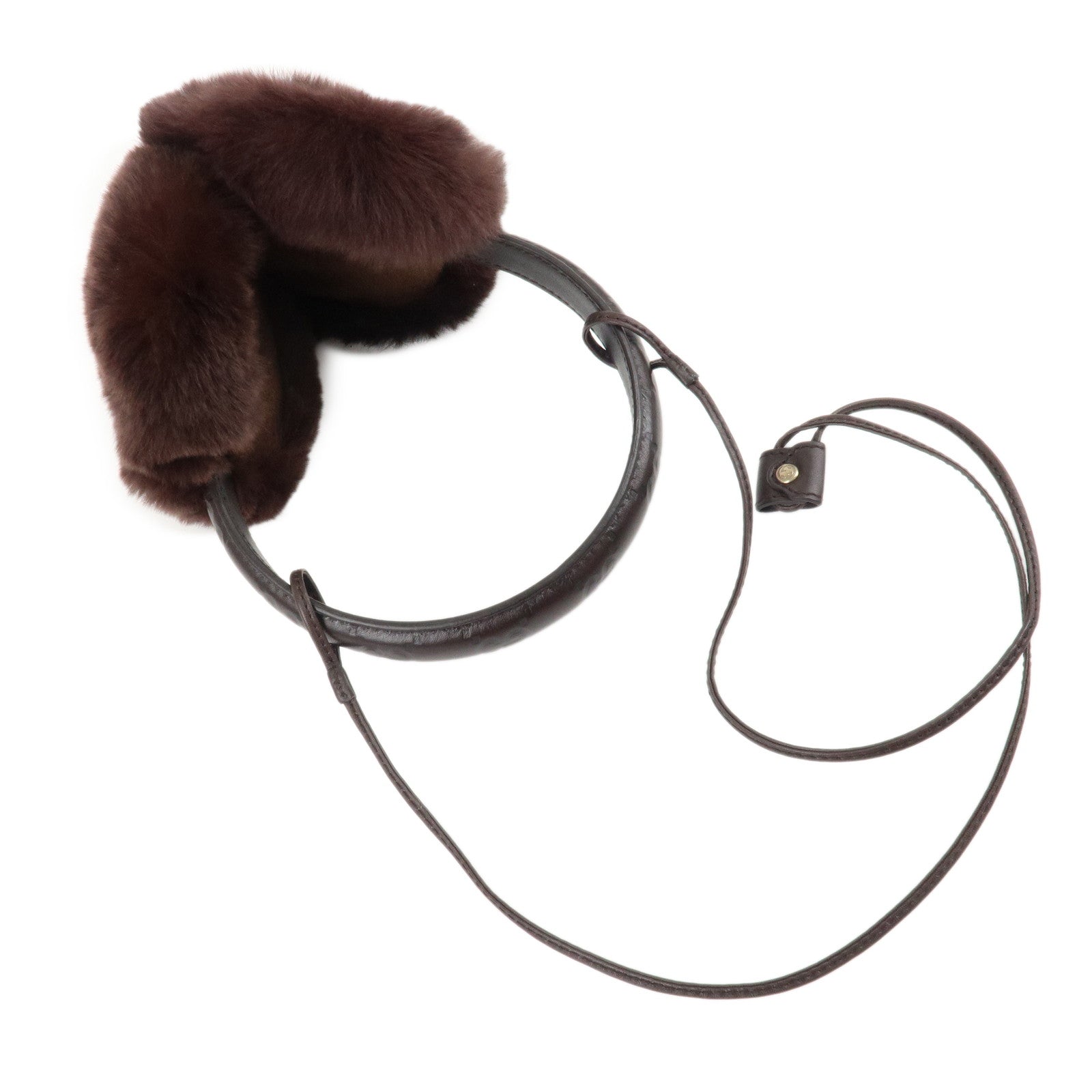 GUCCI Leather Earmuffs Dark Brown 245929 Used