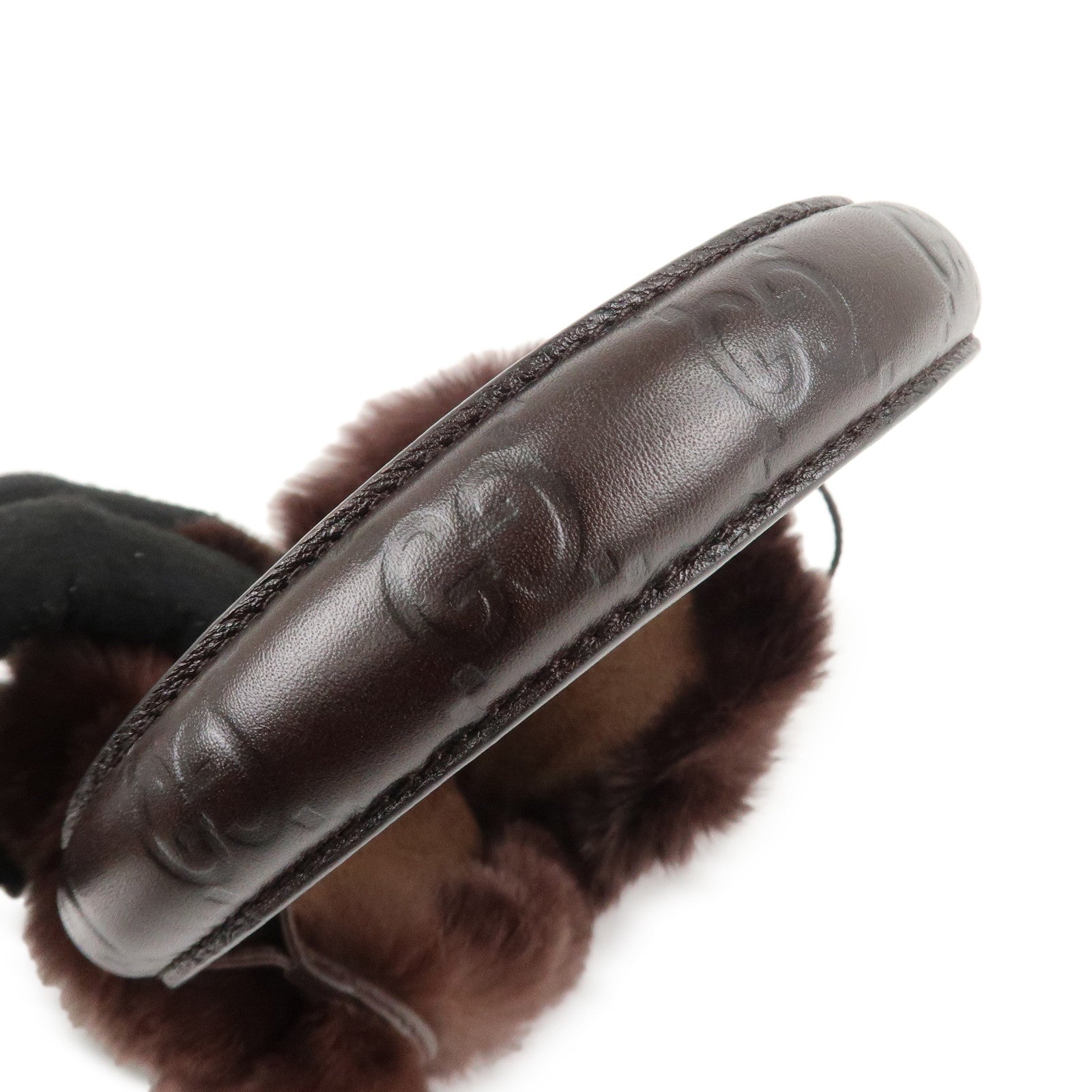 GUCCI Leather Earmuffs Dark Brown 245929 Used