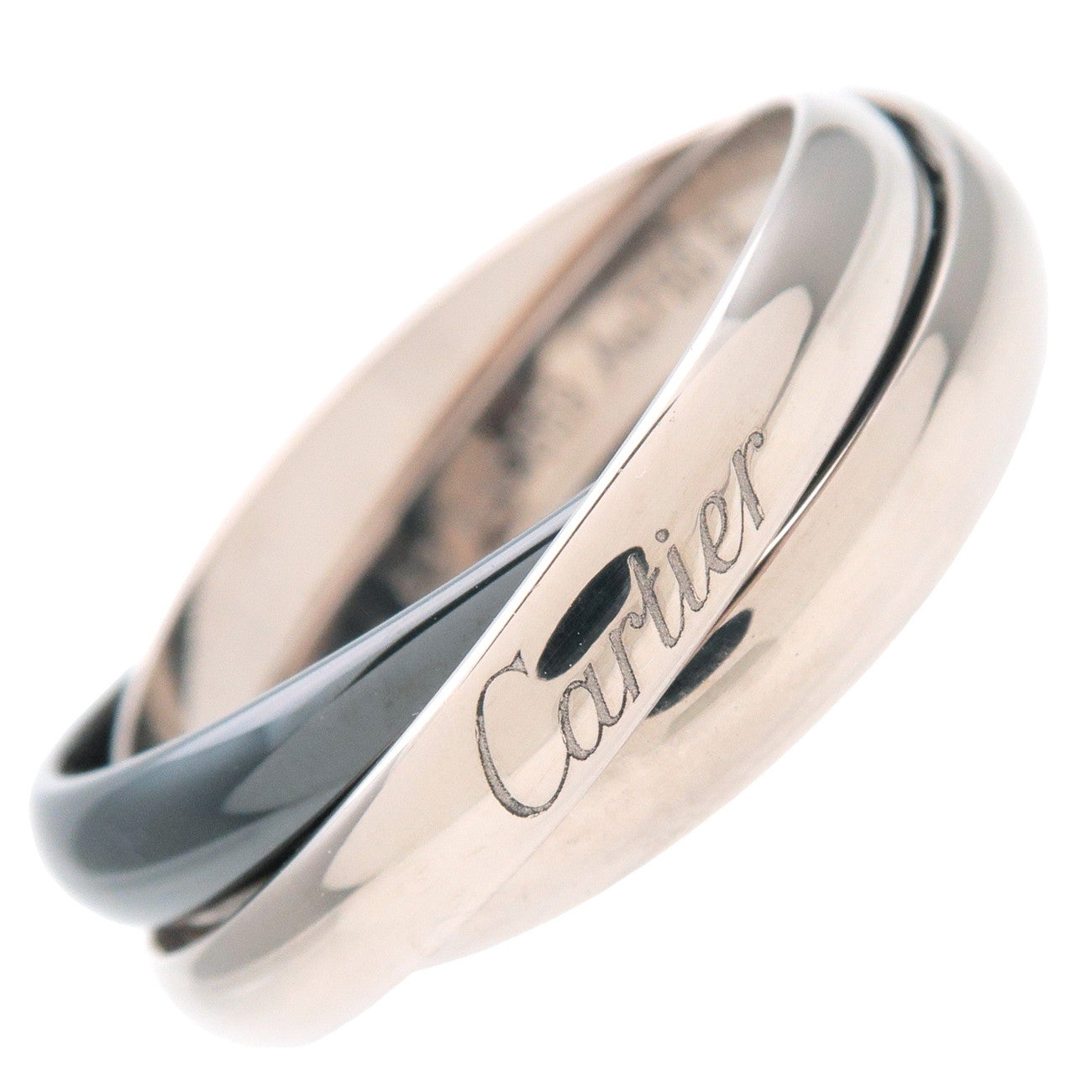 Cartier-Trinity-Ring-MM-K18-750YG/WG/PG-#63-US10.5-WhiteGold-Black