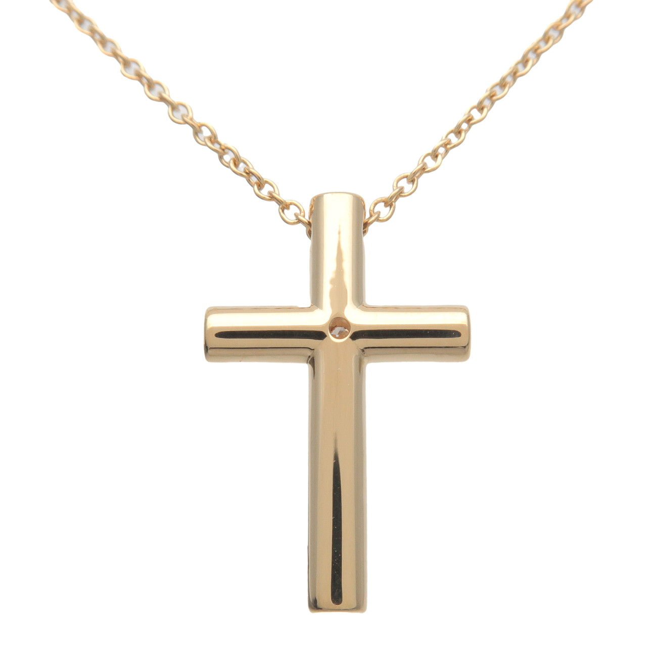 Tiffany&Co. Cross 1P Diamond Necklace K18YG 750YG Yellow Gold Used